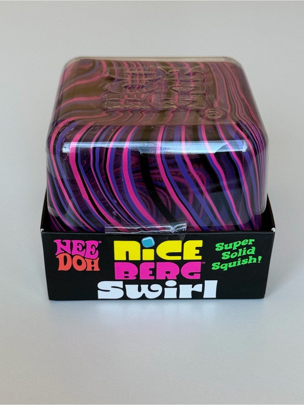 Schylling NeeDoh Nice Berg Swirl XL Giant Squishy Swirl Cube Purple Pink Black